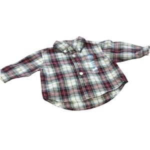Baby Boy Plaid Button-Down Shirt | 0–3 Months | Red, Blue, White & Black